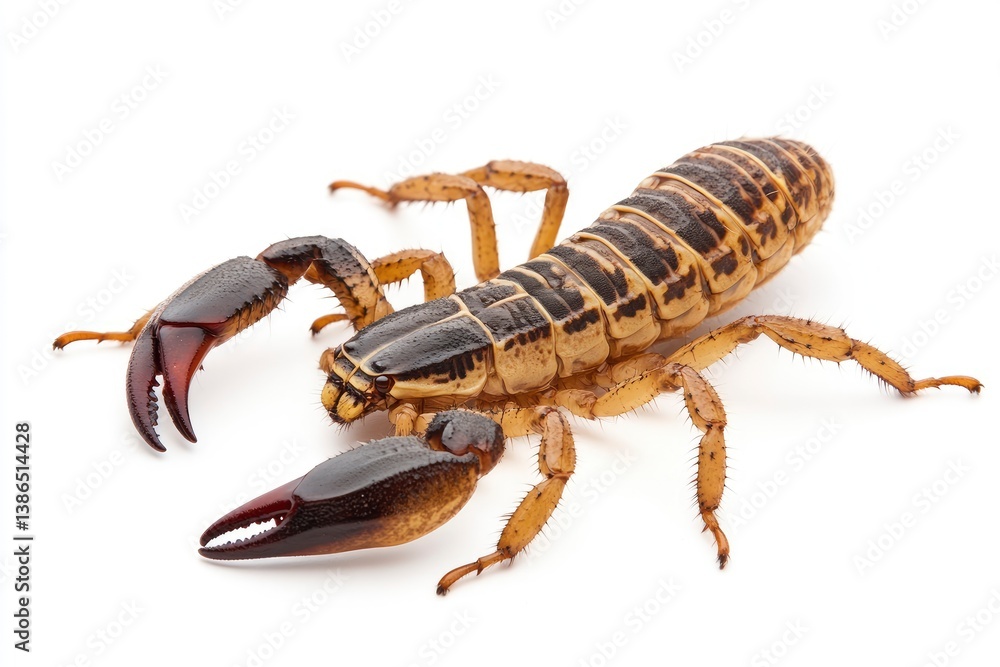 Closeup of Pseudoscorpion on White Background Showing Claws and Segmentation Closeup of Pseudoscorpion on White Background Showing Claws and Segmentation