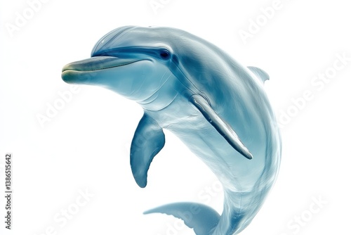 Wallpaper Mural Graceful Dolphin Leaping with Shiny Skin Against a Pure White Background Torontodigital.ca