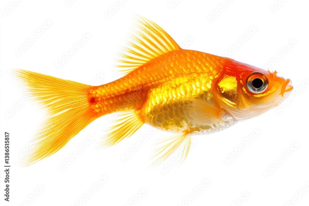 Swimming Goldfish Isolated on White Background in Studio Shot Swimming Goldfish Isolated on White Background in Studio Shot