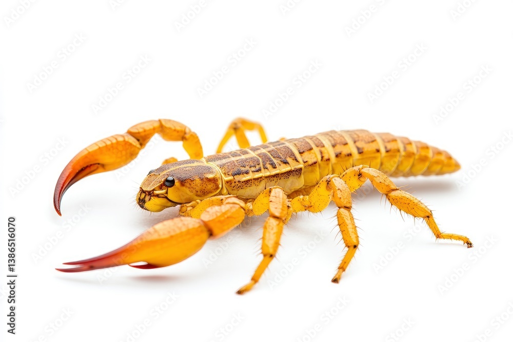 Close-up of a Yellow Pseudoscorpion on White Background Macro Studio Shot Close-up of a Yellow Pseudoscorpion on White Background Macro Studio Shot