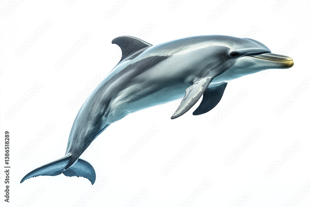 Dolphin Jumping Gracefully on White Background Striking Marine Animal Portrait Dolphin Jumping Gracefully on White Background Striking Marine Animal Portrait