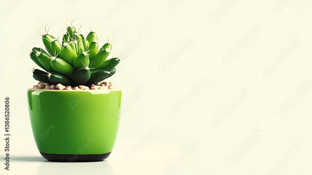 Fototapeta premium Lush Succulent in Vibrant Green Pot.