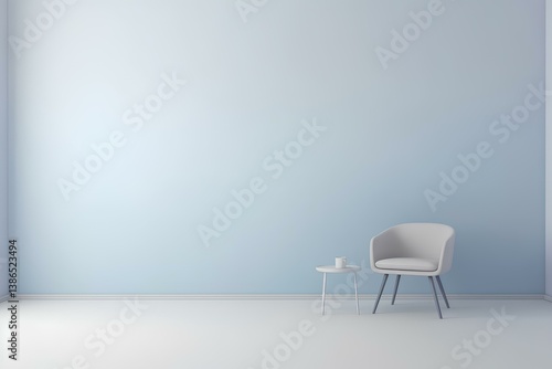 empty room with blue chair