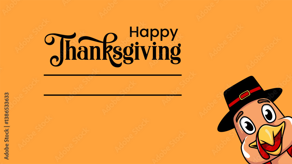 Fototapeta premium Thanksgiving Greeting with Cartoon Turkey