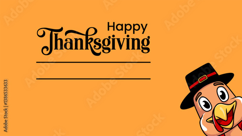 Thanksgiving Greeting with Cartoon Turkey