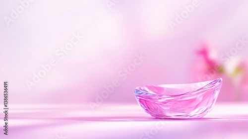 Delicate, pink, crystal bowl, soft background