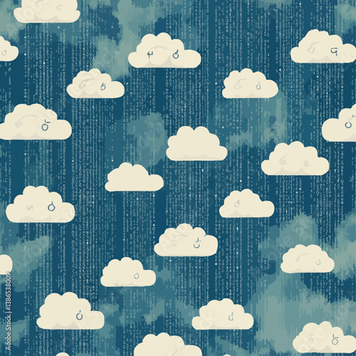 Cloud Computing with Cryptocurrency Symbols and Digital Background