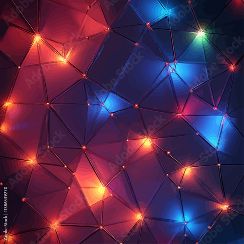 Geometric Abstract Background with Glowing Lights