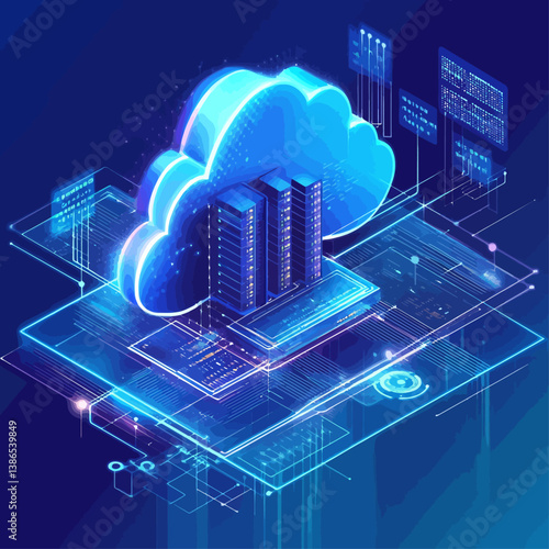 Blue Cloud Servers - Futuristic Data Storage and Digital Network