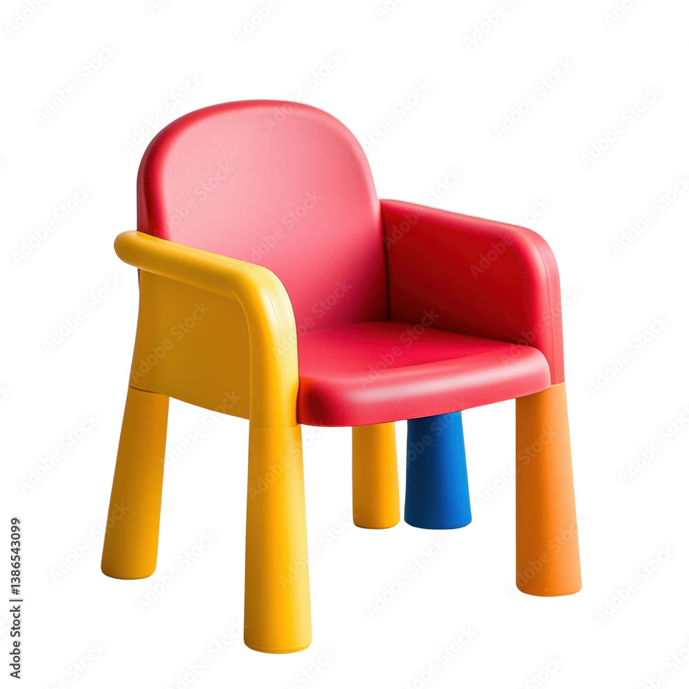 Obraz premium Colorful cutout background furniture with a playful chair design for kids indoor space bright environment
