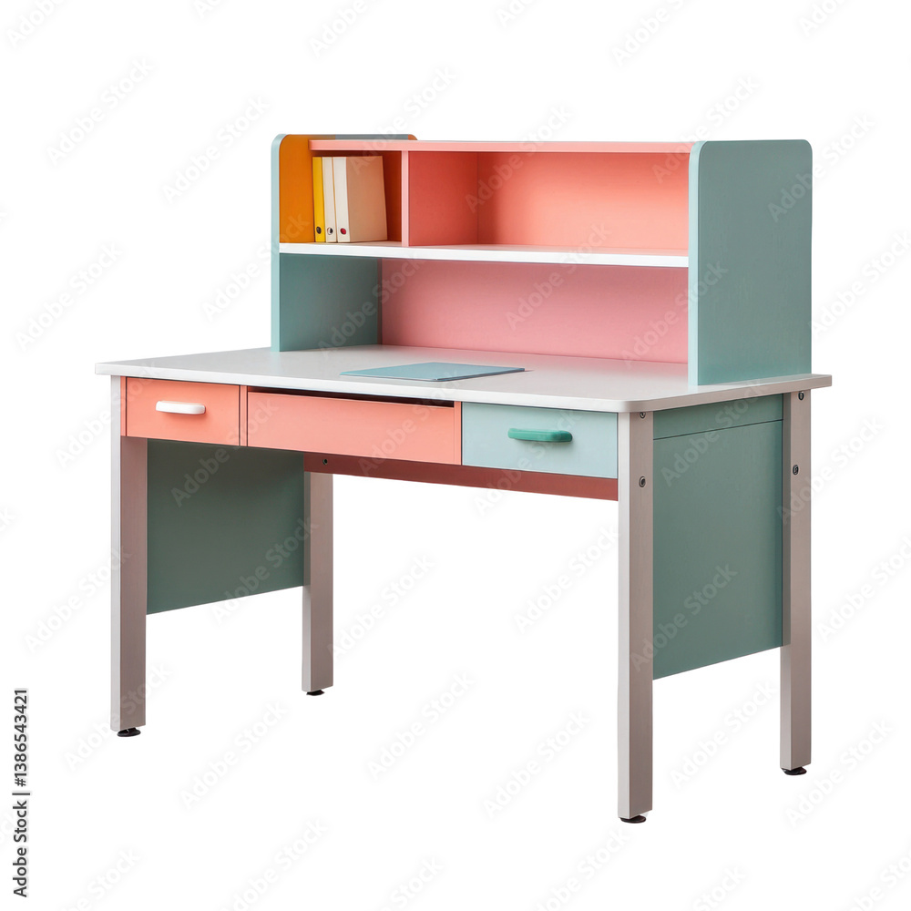 Modern furniture desk with cutout background stylish workspace colorful environment optimized for home offices Modern furniture desk with cutout background stylish workspace colorful environment optimized for home offices