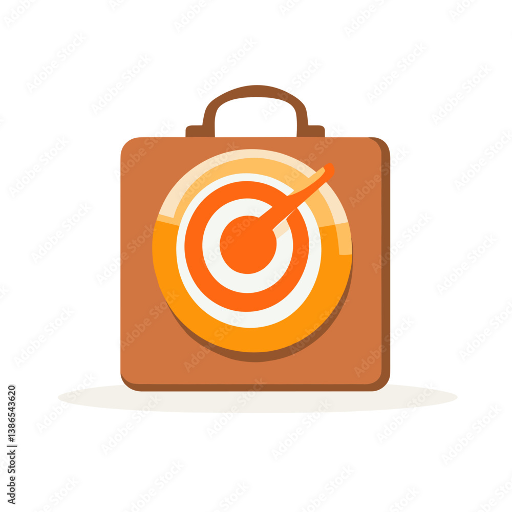 Orange Target Inside Brown Briefcase Icon Orange Target Inside Brown Briefcase Icon