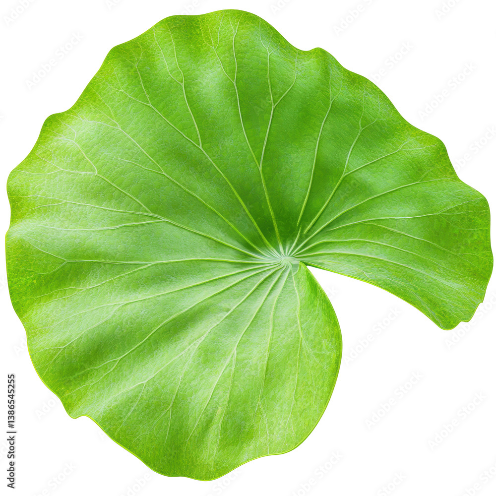 Fototapeta premium Fresh green leaf captured in a simple setting highlighting its natural shape and texture for culinary and health uses isolated on transparent background..