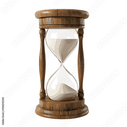 Wooden Hourglass with Sand on White Background