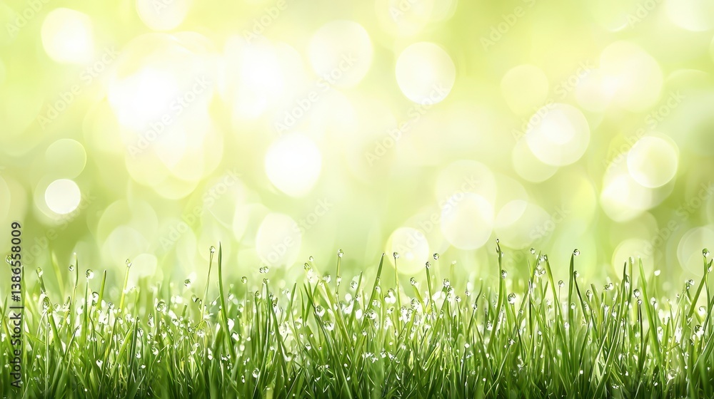 Fototapeta premium Lush green grass background with soft bokeh effect for springtime wallpapers