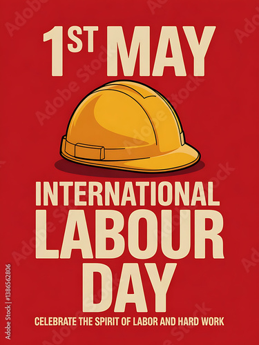 Retro Labor Day Poster with Hard Hat and Bold Typography