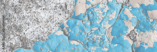 Obraz na płótnie Blue peeling paint on the wall. Old concrete wall with cracked flaking paint. Weathered rough painted surface with patterns of cracks and peeling. High resolution texture for background and design. w salonie