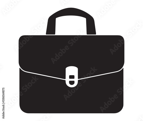 Silhouette business briefcase icon. Professional work bag icon for corporate use. 