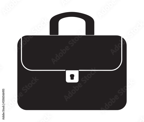 Silhouette business briefcase icon. Professional work bag icon for corporate use. 