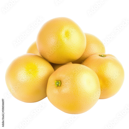 Bright and vibrant bunch of fresh lemons ready to be used in cooking or for refreshing beverages isolated on transparent background..