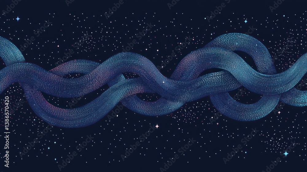 Cosmic ribbons intertwine, space background, abstract art, website banner Cosmic ribbons intertwine, space background, abstract art, website banner