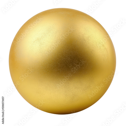 Gleaming gold ball shining brightly under soft light with a smooth surface reflecting surrounding elements isolated on transparent background..