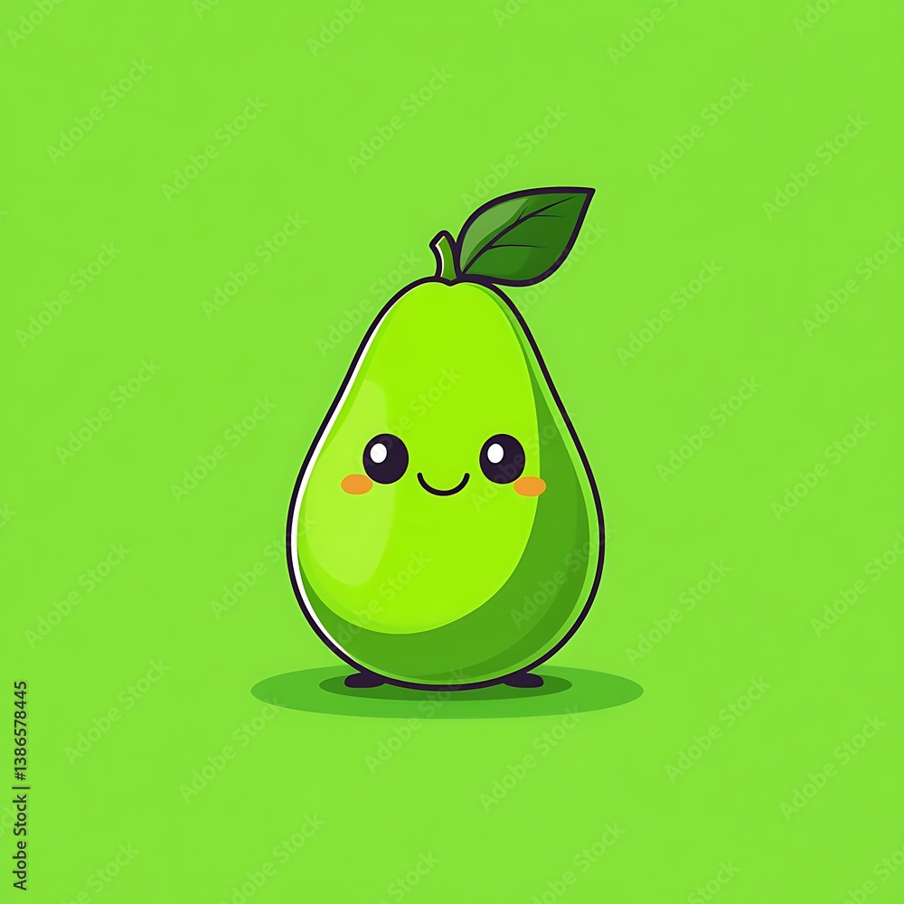 Cute Avocado with Smiling Face Cartoon Vector Cute Avocado with Smiling Face Cartoon Vector