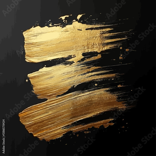 Gold Brushstrokes on Black Background