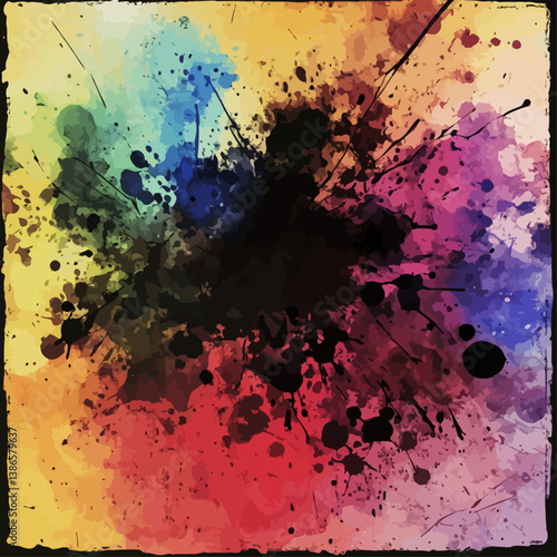 Abstract Watercolor Splash with Diverse Colors