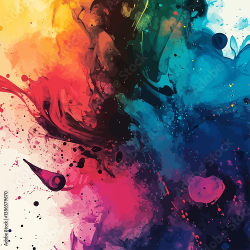 Abstract Colorful Ink Splash Art