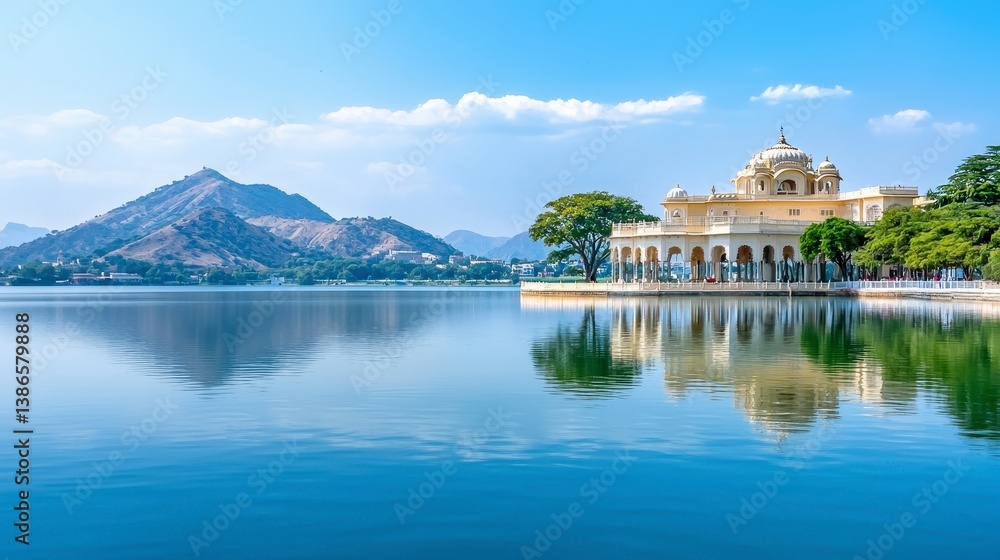 Obraz premium Serene Lake Palace Reflection