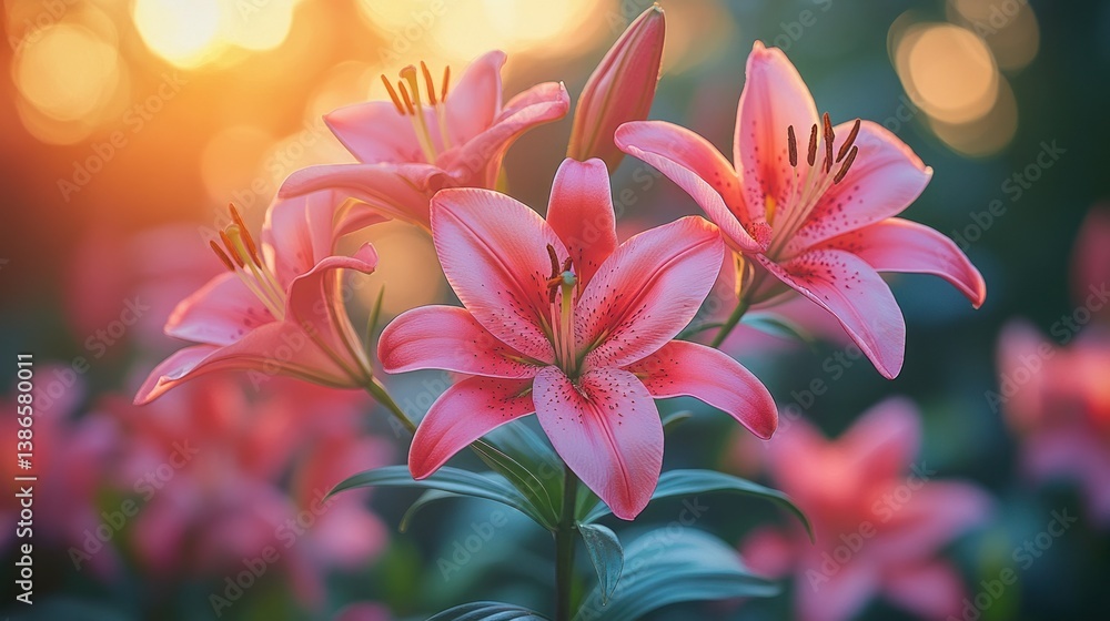 Fototapeta premium Sunset Lilies in Bloom