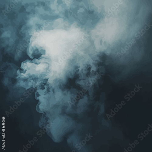 Abstract Smoke in Moody Teal Tones