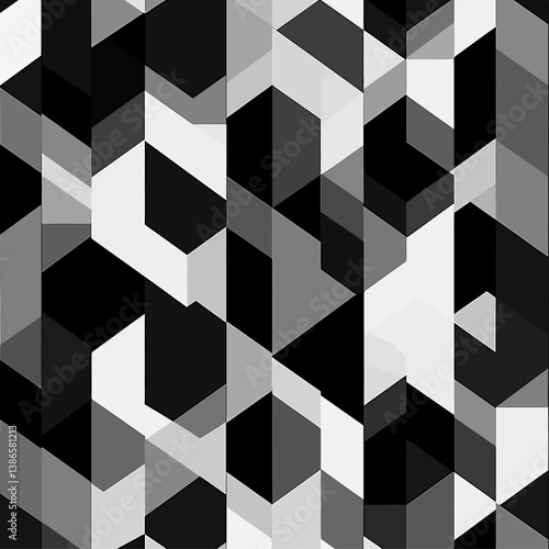 Geometric Abstract Pattern in Black, White, and Gray