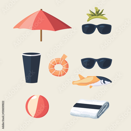 Summer Beach Essentials Illustration
