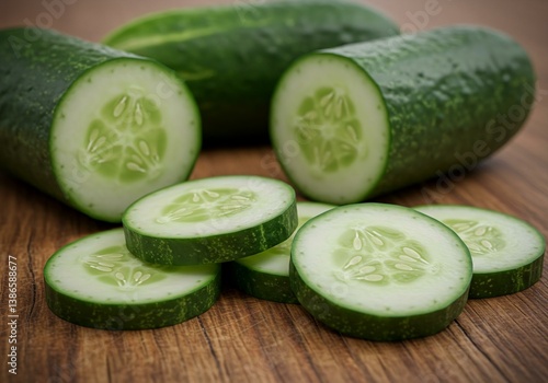 Fresh Cucumber Slices on Wooden Board - Healthy Snack Ideas