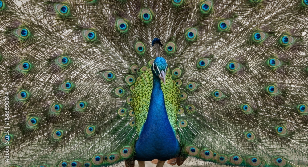 Fototapeta premium peacock opening his colorful feathers