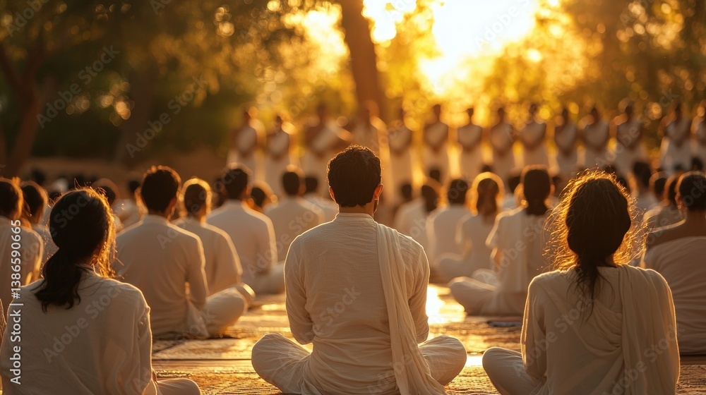 Peaceful Meditation Session at Sunset in Outdoor Setting Peaceful Meditation Session at Sunset in Outdoor Setting