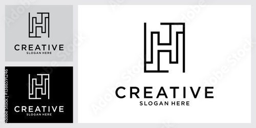 H or HH initial letter logo design vector