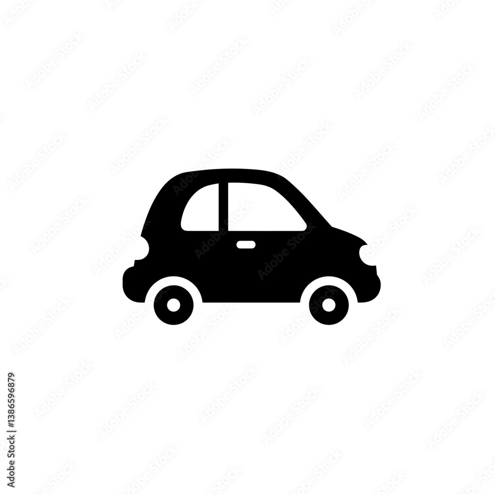 Fototapeta premium Compact City Car Icon – Minimalist Urban Vehicle Design for Auto Show & Mobility Apps