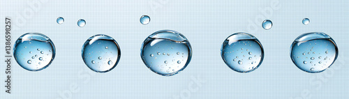 Wallpaper Mural Realistic Translucent Water Drops Fallen from the Sky onto a Clean Glass Surface, Isolated Vector Illustration with White Background Torontodigital.ca