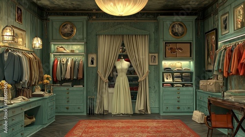 Elegant Clothing Department Store Interior with Boutique Design and Sophisticated Decor Featuring Stylish Garments and Accessories