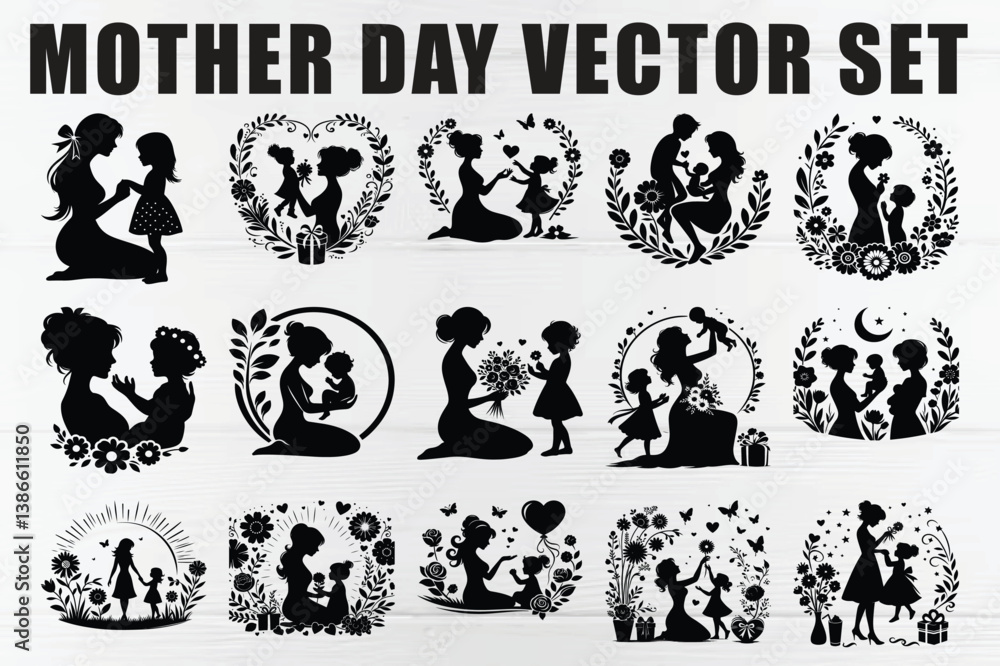 Mother’s Day Silhouette Vector Mother’s Day Silhouette Vector