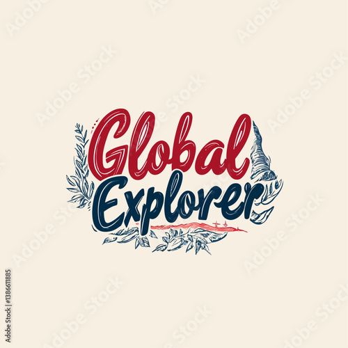 Global Explorer Vintage Hand-Lettered Illustration