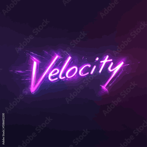 Neon Velocity Text in Purple on Black Background
