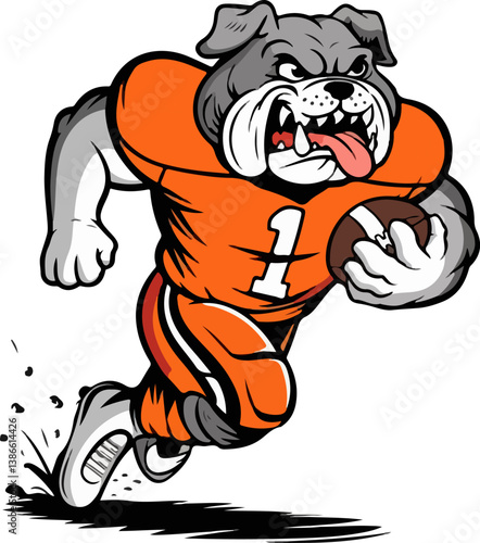Bulldog Football Player cartoon vector illustration
