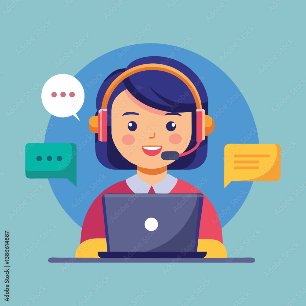 Friendly Customer Service Representative at Work Friendly Customer Service Representative at Work