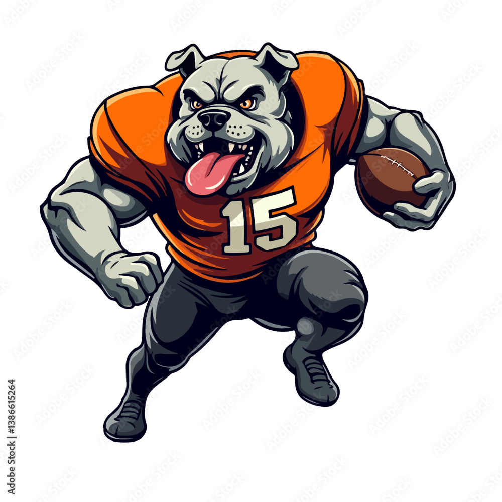 Naklejka premium Bulldog Football Player cartoon vector illustration