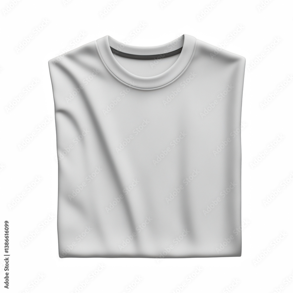 Realistic illustration of a neatly folded light gray t-shirt with smooth fabric texture and subtle natural folds, minimalist fashion, isolated on transparent background. Realistic illustration of a neatly folded light gray t-shirt with smooth fabric texture and subtle natural folds, minimalist fashion, isolated on transparent background.