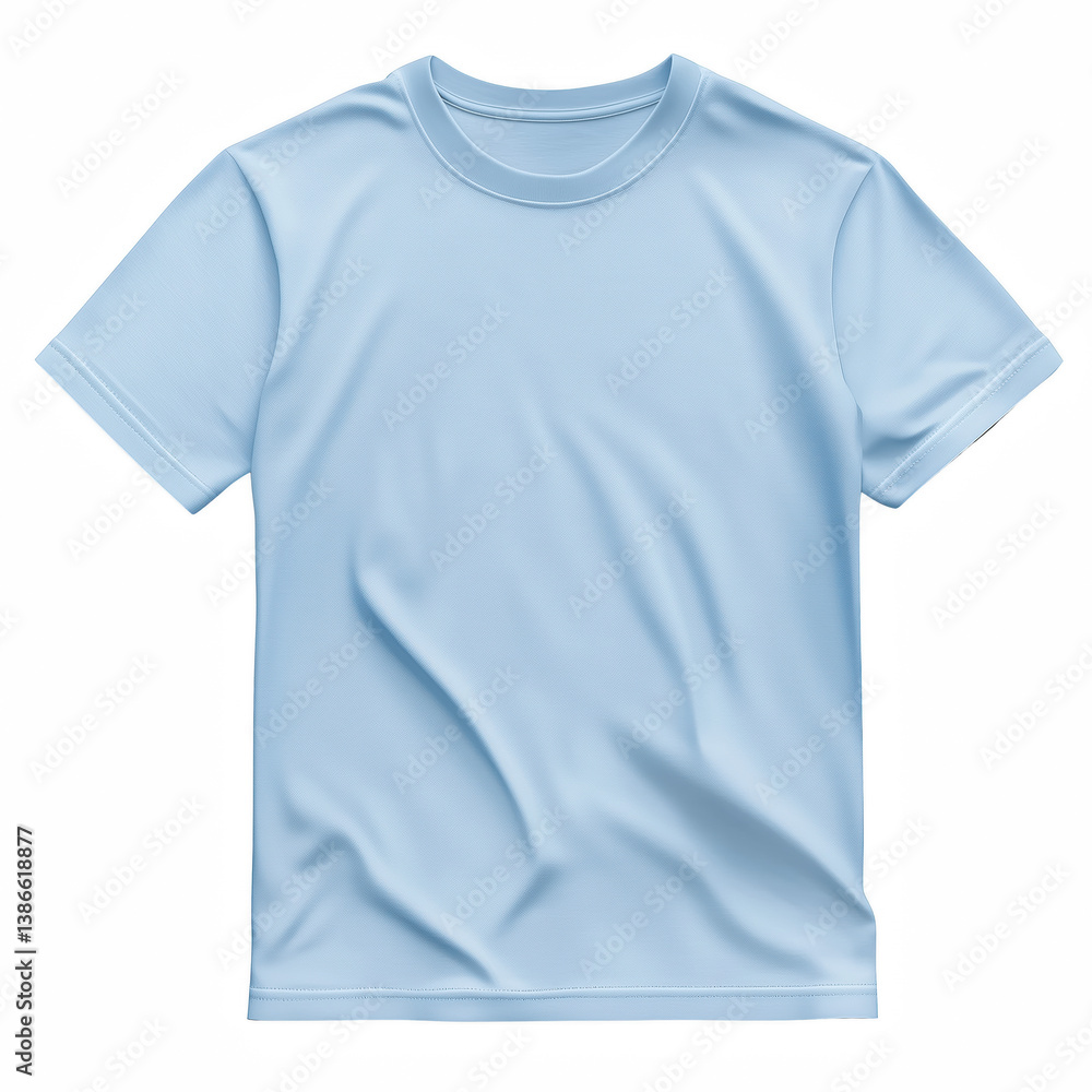 Highly detailed realistic illustration of a classic light blue t-shirt isolated on transparent background
Highly detailed realistic illustration of a classic light blue t-shirt isolated on transparent background